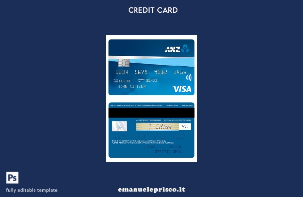 stile verificato Modello di carta visto di credito Australia ANZ Bank First
